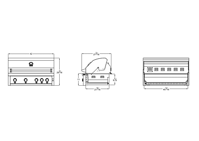 42 Inch 5 Burner Gas Grill With Rear Burner and Built-in Lighting System